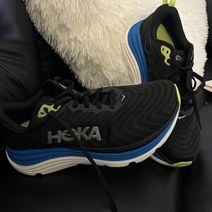 Hoka Gaviota 5 Athletic Shoes Black White Blue Electric Neon Brand New! SZ M 82E